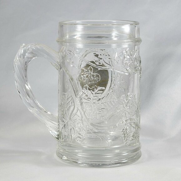 Vintage Glass Beer Souvenir Mug West Virginia Cardinal State Bird Pewter Emblem - Picture 3 of 8